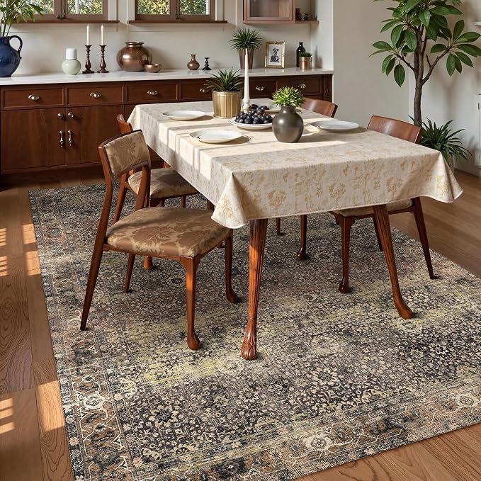 Washable Area Rug 8' x 10' Vintage Traditional Persian Mat - Image 3