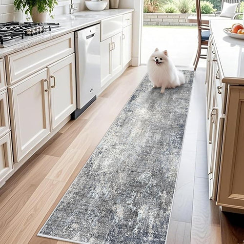 2x8 Washable Non-Slip Hallway Runner Rug – Modern Coastal Abstract Neutral by BYYVOORugsforYourHome