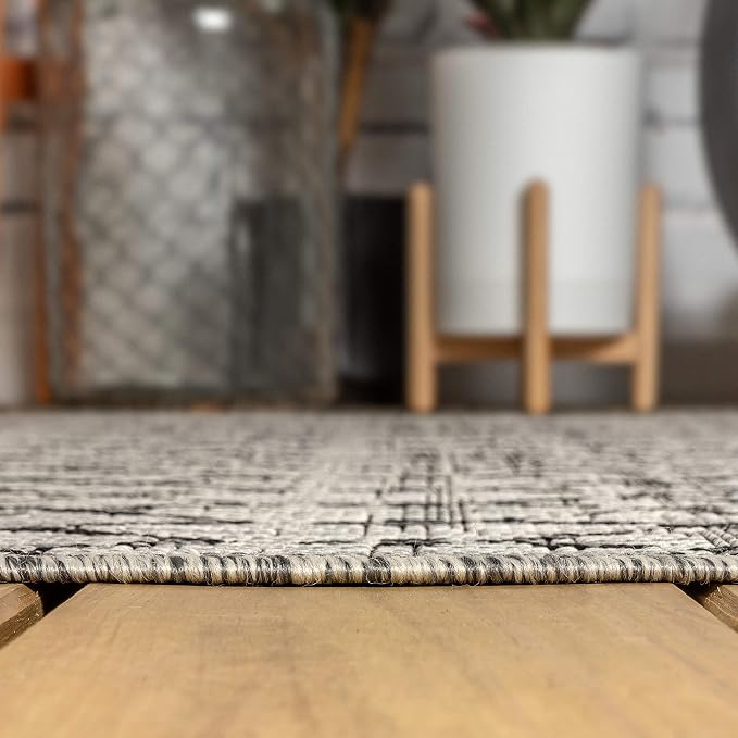JONATHAN Y Moroccan Geometric Indoor Outdoor Runner Rug 2X14 Light Gray/Black - Image 7
