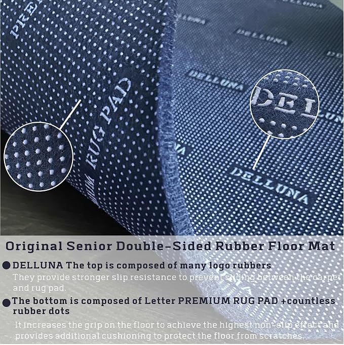 DELLUNA Non-Slip Area Rug Pad 3/8" 2.5'x13'Thick Double Side Rubber + Felt - Image 4