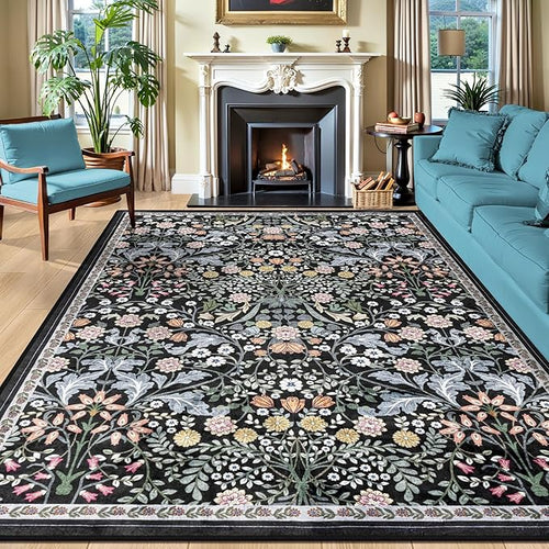 10x14 Area Rugs for Living Room: Floral Washable Rug Vintage Large Soft Boho by PLHXFRSoftAreaRugs