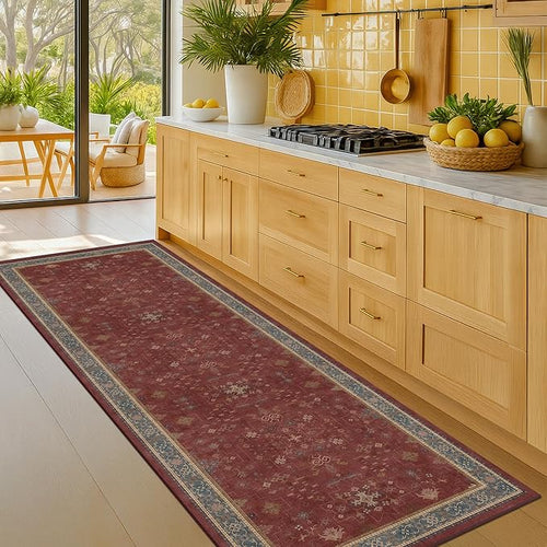 2x6 Turkish Kitchen Runner Rugs Non Skid Washable by HazoHaus
