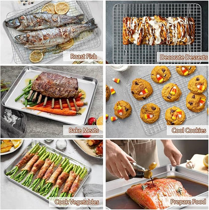 P&P CHEF 17.5 + 16 + 10.4 Inch Baking Sheet and Rack Set, Stainless Steel - Image 5