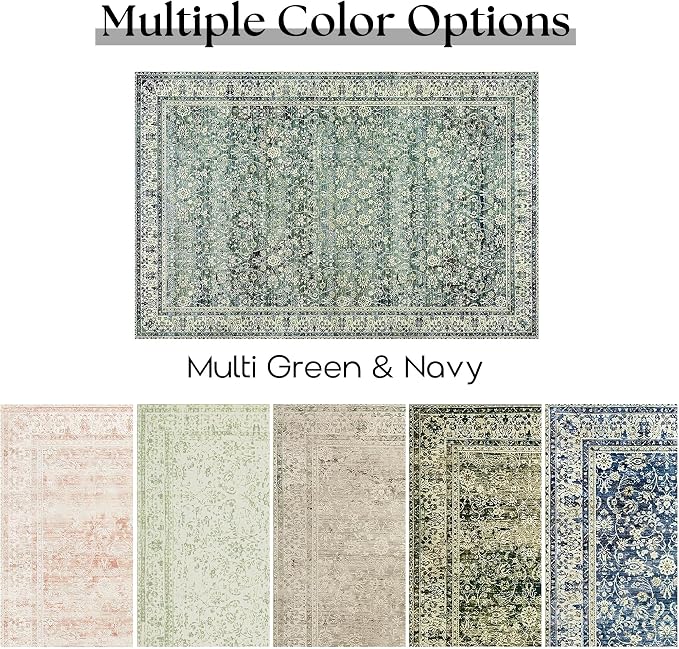 3x5 Area Rug for Entryway Indoor Low Pile Green Rugs - Image 6