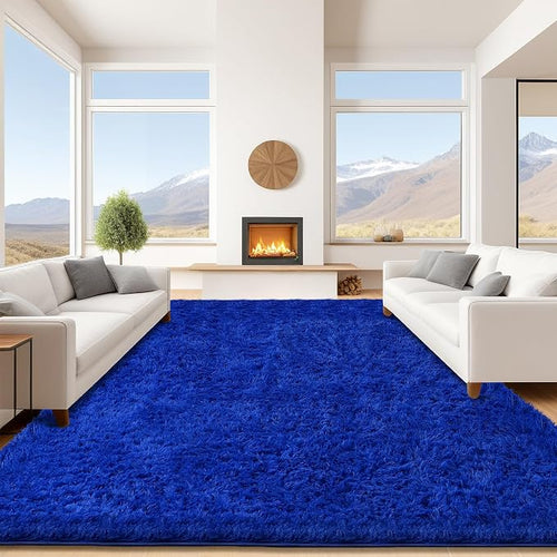 9x12 Blue Area Rugs for Living Room, Large Fluffy Shag Rug for Bedroom Boys by Unknown