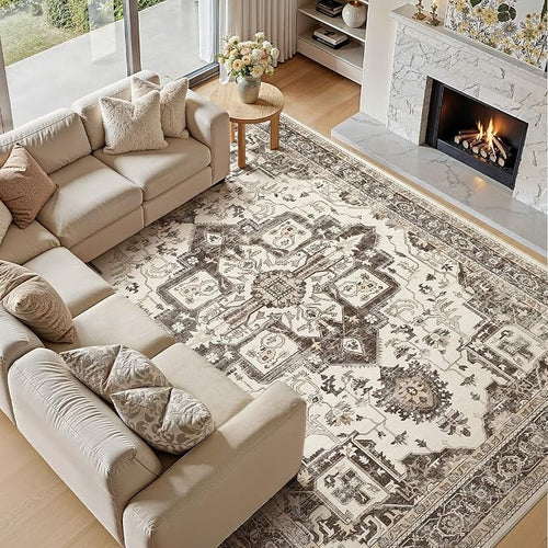 10x14 Washable Area Rugs for Living Room, Large Rug Non Slip Backing Vintage - Image 2