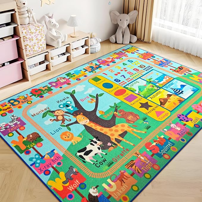 Kids Rug for Playroom, 3x5 ABC Educational Carpet for Classroom, Fun Alphabet - Image 9