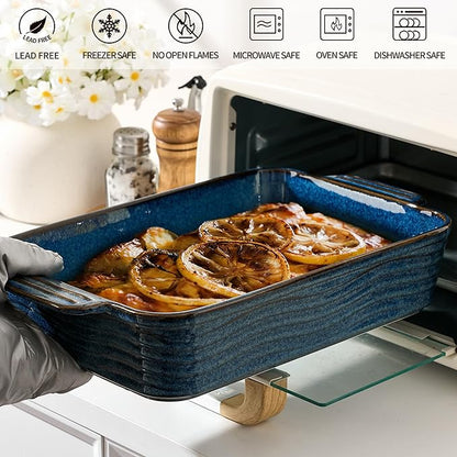 Kiln-Transformed Blue Ceramic Baking Dish Set of 3, Casserole Dishes - Image 6