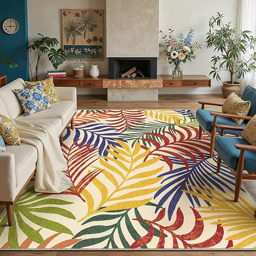 8x10 Indoor Outdoor Area Rug Washable Patio Rug Multicolored Non Slip Non - Image 2