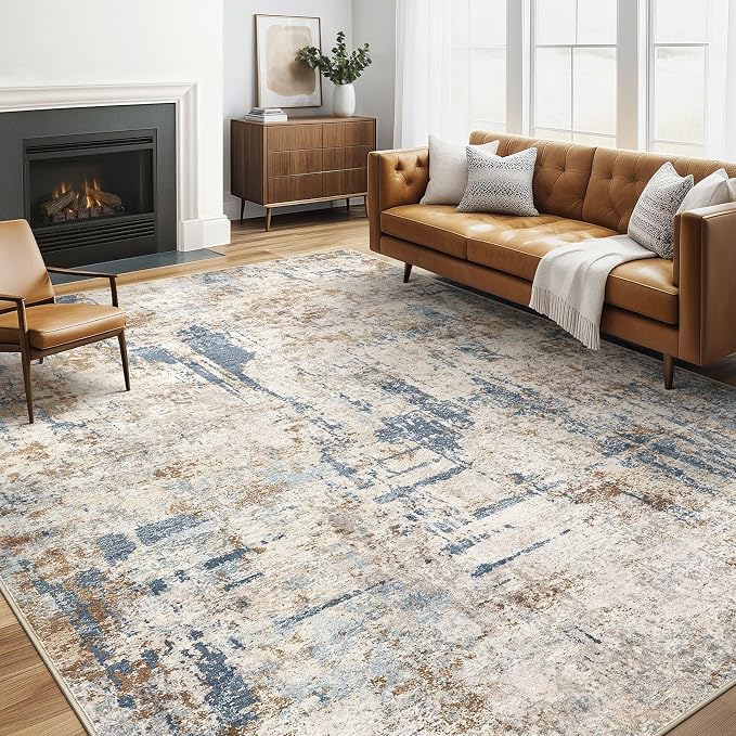 5x7 Area Rugs Living Room: Machine Washable Large Abstract Modern Soft Rug by LOONGRUG