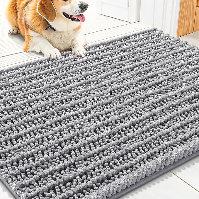 Smiry Dog Door Mat for Muddy Paws 30x20, Absorbent Dirt Trapper, Non-Slip by Smiry