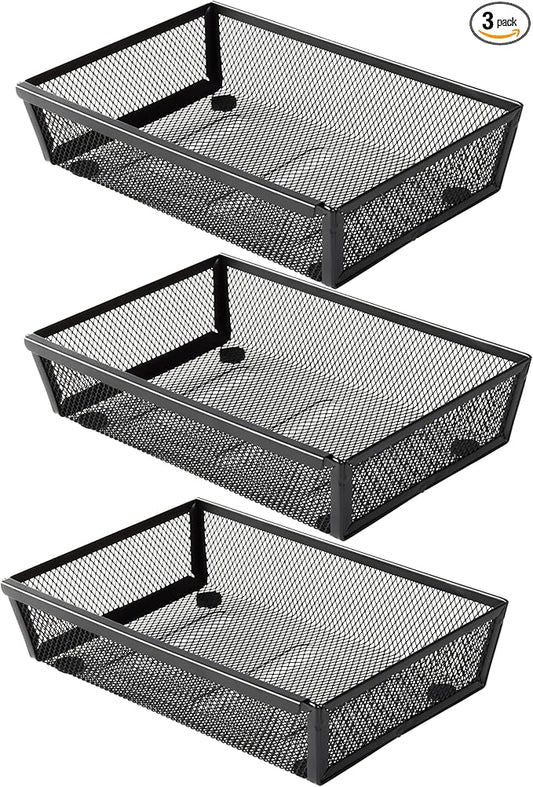 Mesh Tray Silverware Drawer Organizer, Utensil Cutlery Tray Office Supplies by ihomecooker