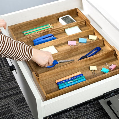 Utoplike Acacia Kitchen Drawer Organizer Expandable, Large Utensils and Cutlery - Image 7