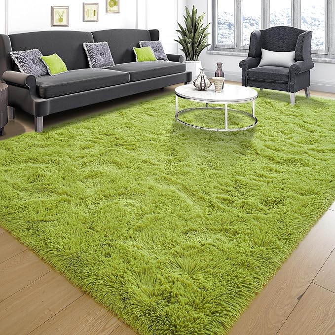 Tepook Fluffy Grass Green Rugs for Living Room Bedroom, 9x12 Soft Area Rug Moss - Image 2