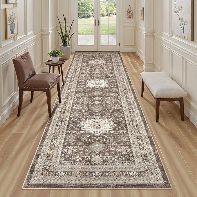 Vintage Hallway Runner Rug 3x8: Large Soft Washable Entryway - Image 4