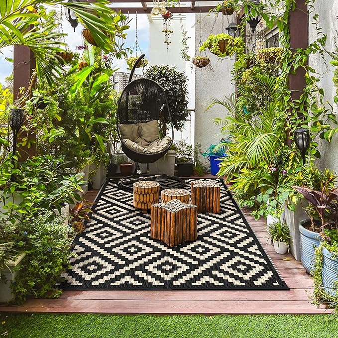 GENIMO Outdoor Rugs 8'x10' Waterproof, Reversible Mats, Area Plastic Straw Rug - Image 3