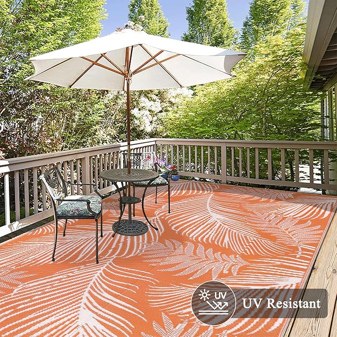 Pauwer Waterproof Outdoor Rug 6x9, Reversible Plastic Straw Patio Camping Rug - Image 3