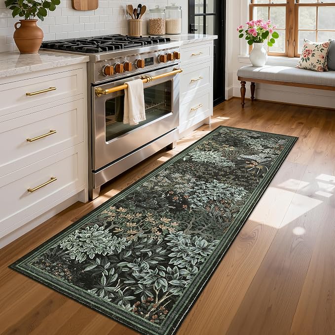 GarveeHome Forest Runner Rug 2.5x10, Botanical Low Pile Non Slip Stain - Image 2