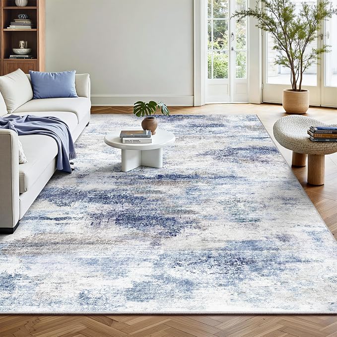 5x7 Area Rugs, Abstract Morden Soft Washable Rug, Non-Slip Low Pile Rugs by Yarooge