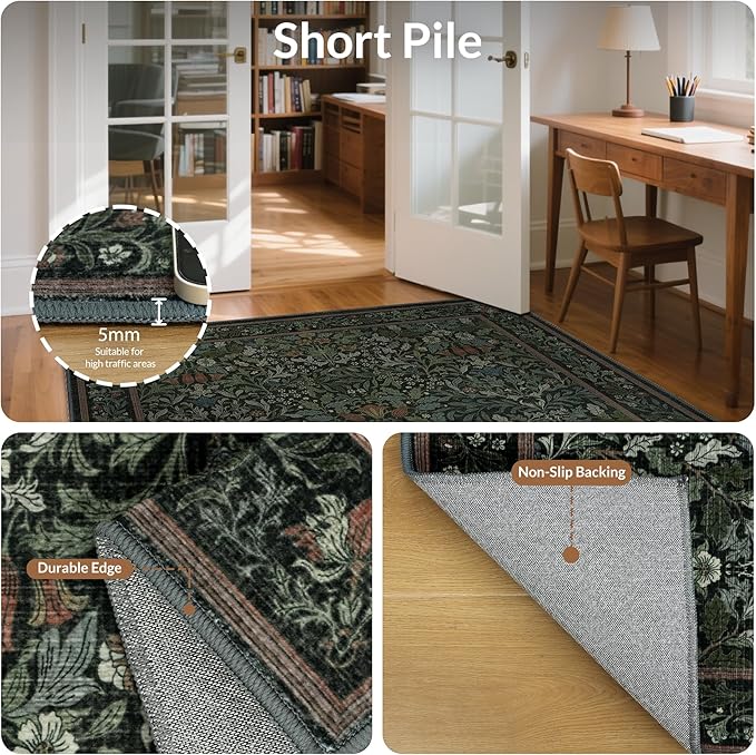 GENIMO Washable Floral Runner Rug 2x7, Non-Slip Long Hallway Carpet - Image 5