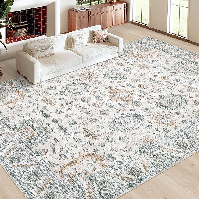 XLUEZ Area Rug 9x12 Living Room Rug, Machine Washable Vintage Distressed Boho - Image 2