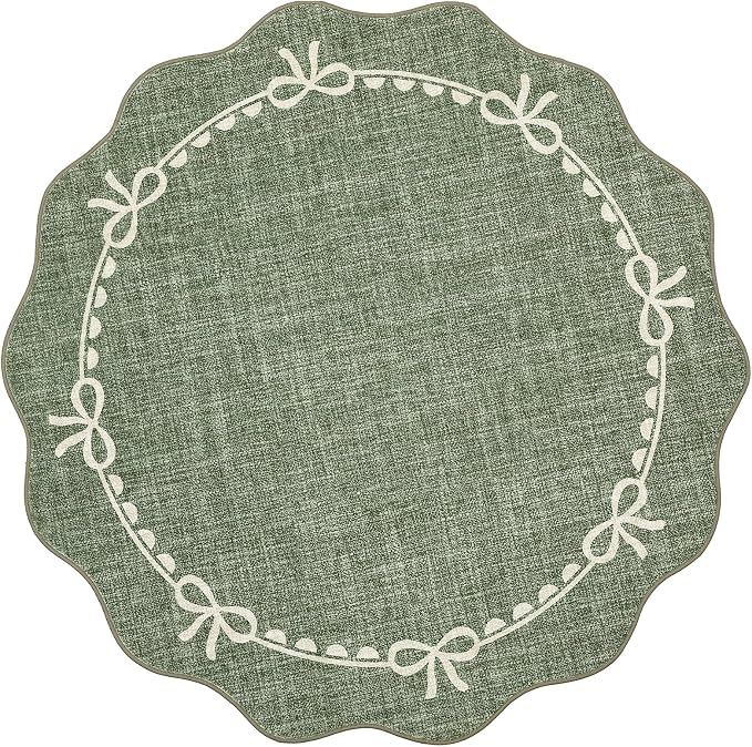 GarveeHome Scalloped Bow Rug for Living Room, 6ft Round Rugs Washable Solid - Image 4