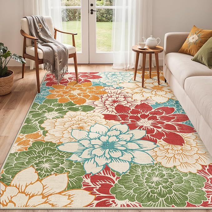 GENIMO Indoor Outdoor Area Rug 9'x12', Machine Washable Rugs - Image 8