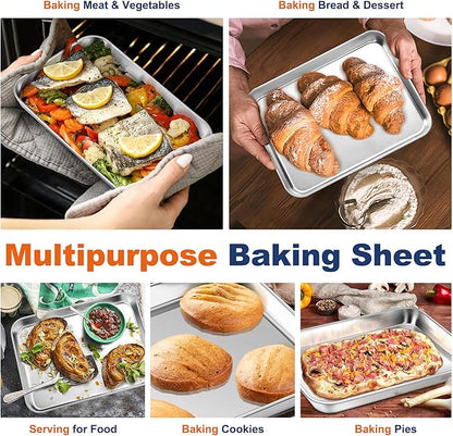 P&P CHEF 10.5 Inch Baking Cookie Sheet, Oven Pan Tray Stainless Steel Sheet Pan - Image 7