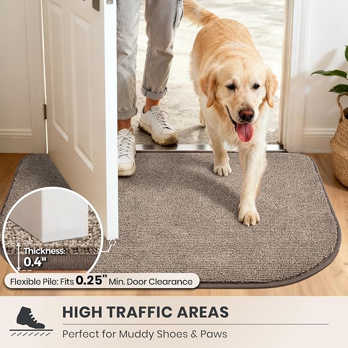 PURRUGS Dirt Trapping Door Mat Half Round 32" x 47", Non-Slip Machine Washable - Image 6