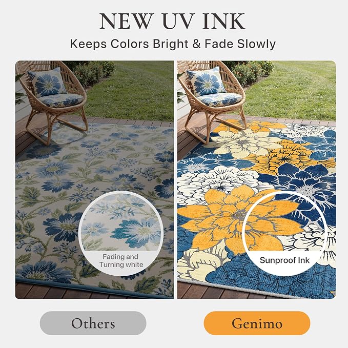 GENIMO Indoor Outdoor Area Rug 10'x14', Machine Washable Rugs - Image 5