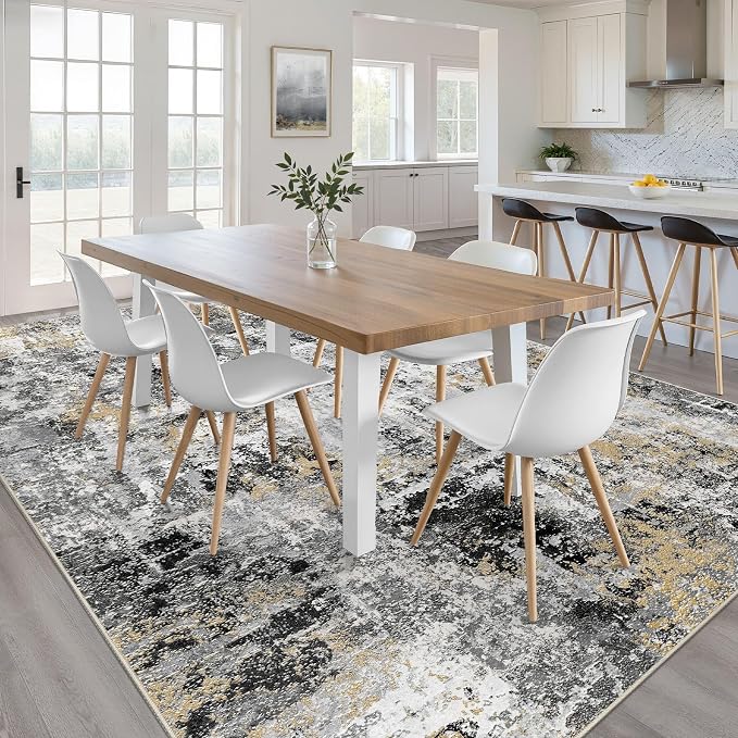 5x8 Area Rug Living Room: Washable Large Abstract Neutral Modern Soft Rug Stain - Image 4