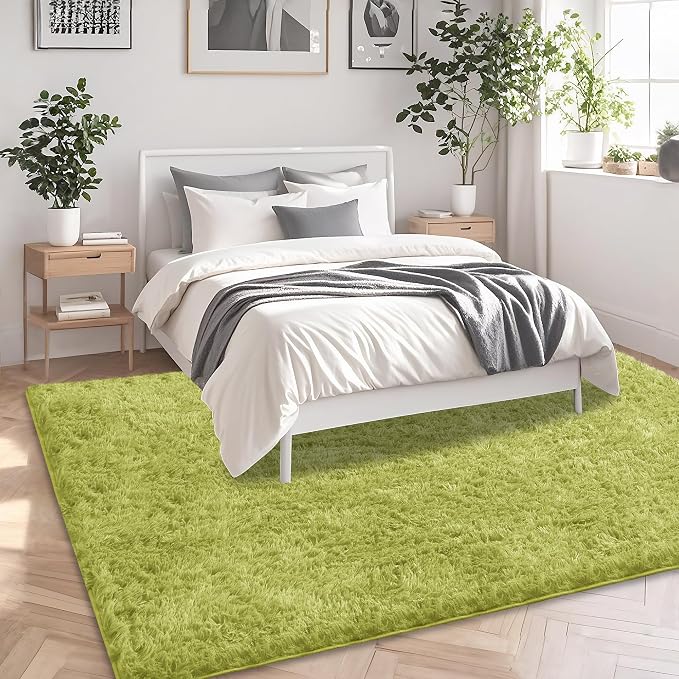9x12 Green Grass Area Rugs for Living Room, Large Fluffy Shag Rug for Bedroom - Image 4