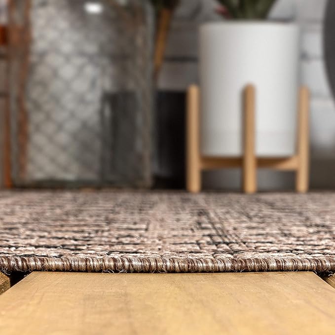 JONATHAN Y Moroccan Geometric Indoor Outdoor Area Rug 8X10 Natural/Black - Image 6