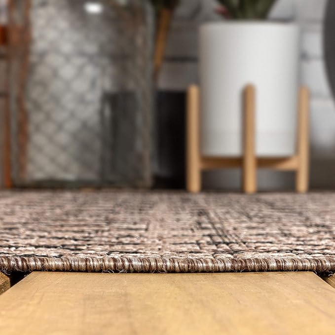 JONATHAN Y Moroccan Geometric Indoor Outdoor Area Rug 5X8 Natural/Black - Image 7
