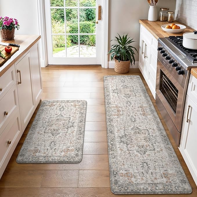GENIMO Kitchen Mats for Floor 2PCs, Washable Anti Fatigue Mat for Cushioned by GENIMO