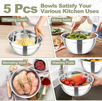 TeamFar Mixing Bowls, Stainless Steel Salad Serving Bowl - Image 7