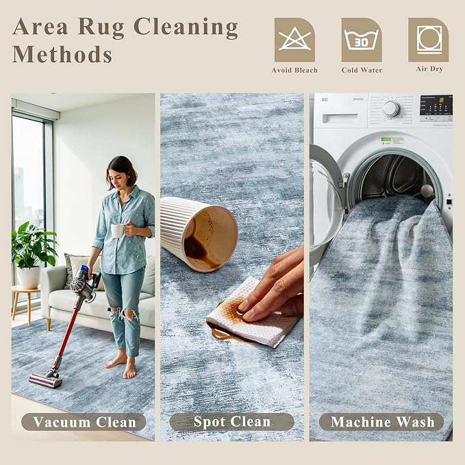2x5 Non-Slip Washable Runner Rug – Modern Neutral Abstract Small Rug - Image 7
