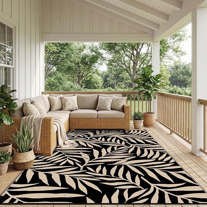 Smiry Outdoor Rug 9x12 ft, Waterproof Reversible Plastic Straw Rugs, Outdoor - Image 6