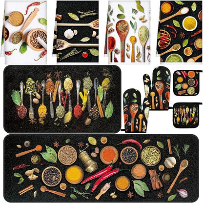 Fourluoo 10 Pcs Farmhouse Kitchen Decor and Accessories Set 4 Kitchen Towels 2 by Fourluoo
