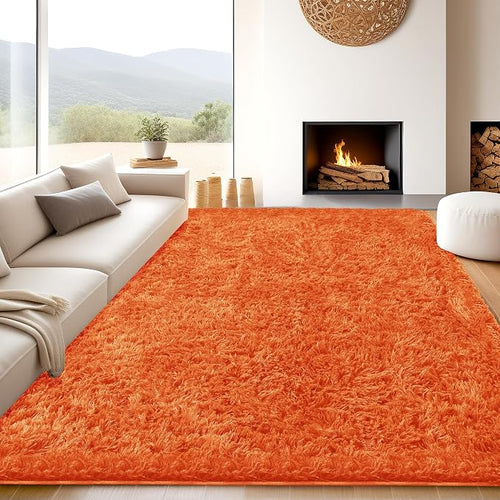 8x10 Orange Area Rugs for Living Room, Large Fluffy Shag Rug for Bedroom Nursery - Image 2