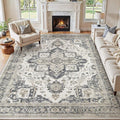 9x12 Washable Area Rugs for Living Room, Large Rug Non Slip Backing Vintage by JessibouAreaRug