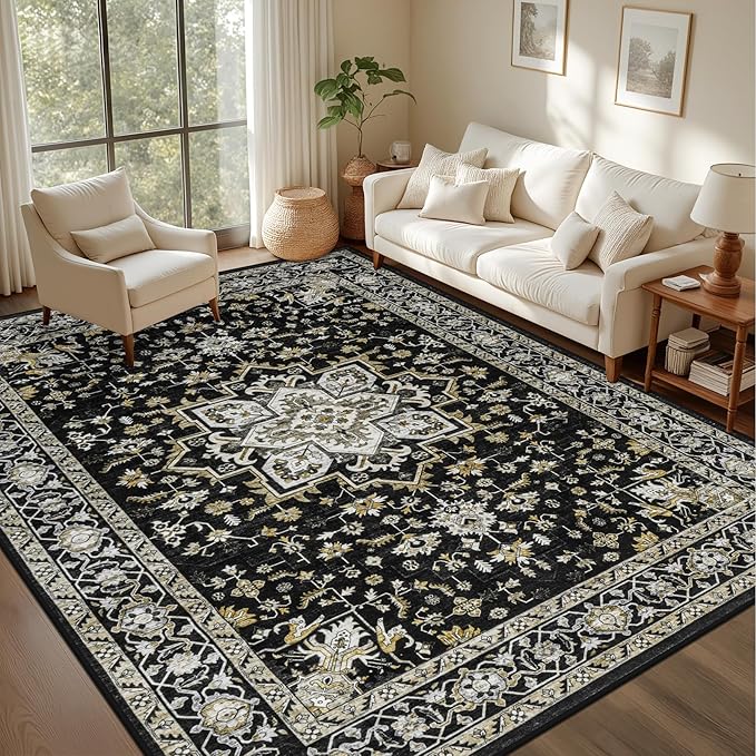 Area Rugs 10x14 Living Room Rug: Washable Rug Soft Vintage Boho Carpet Indoor - Image 2