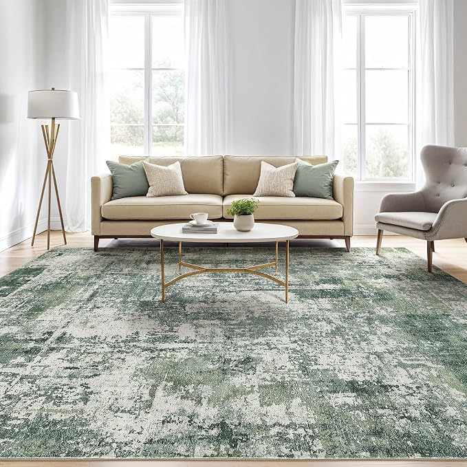 6x8 Area Rug Living Room: Washable Large Abstract Soft Stain Resistant Indoor - Image 5