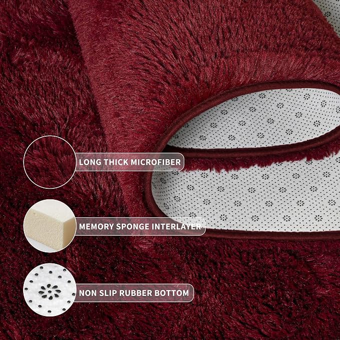 Tepook Fluffy Burgundy Rugs for Living Room, 5x8 Dark Red Area Rug for Bedroom - Image 5