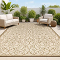 JONATHAN Y Vintage Filigree Indoor Outdoor Area Rug 4X6 Beige/Brown, Madrid by JONATHANY