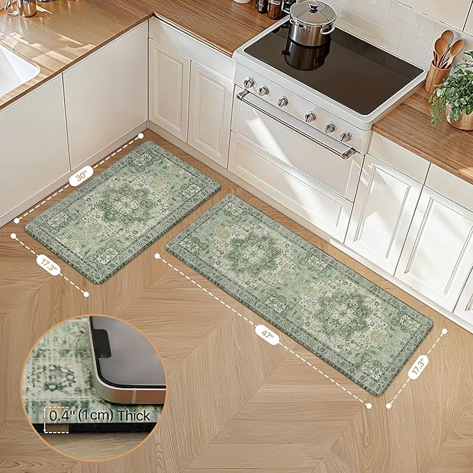 GENIMO Kitchen Mats for Floor 2PCs, Washable Anti Fatigue Mat for Cushioned - Image 2