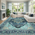 RELEANY Area Rugs Large 10'x14' Washable Non-Slip, Floral Vintage Distress by RELEANY