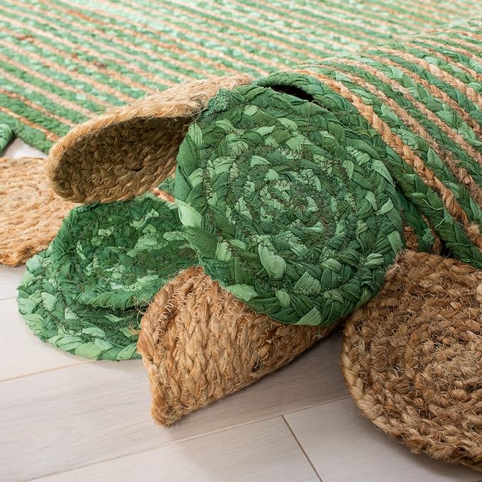 SAFAVIEH Cape Cod Collection 2' x 3' Green / Natural CAP201Y Handmade Boho - Image 4