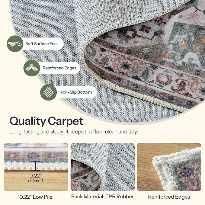 HOOBRO 5 x 7 Area Rugs Washable, Living Room Rugs, Non-Slip Rug Stain Resistant - Image 8