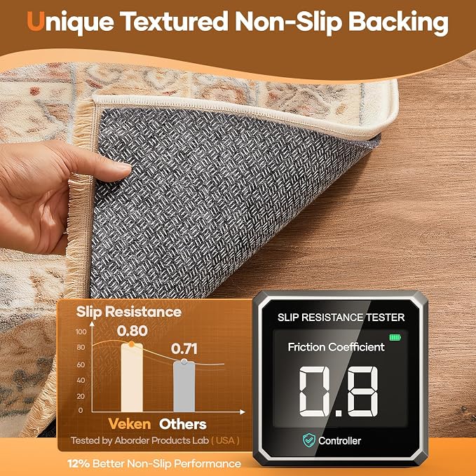 Veken Non Slip Cushioned Rug Pad Gripper 10 x 14 Ft, Felt and Silicone Backing - Image 3